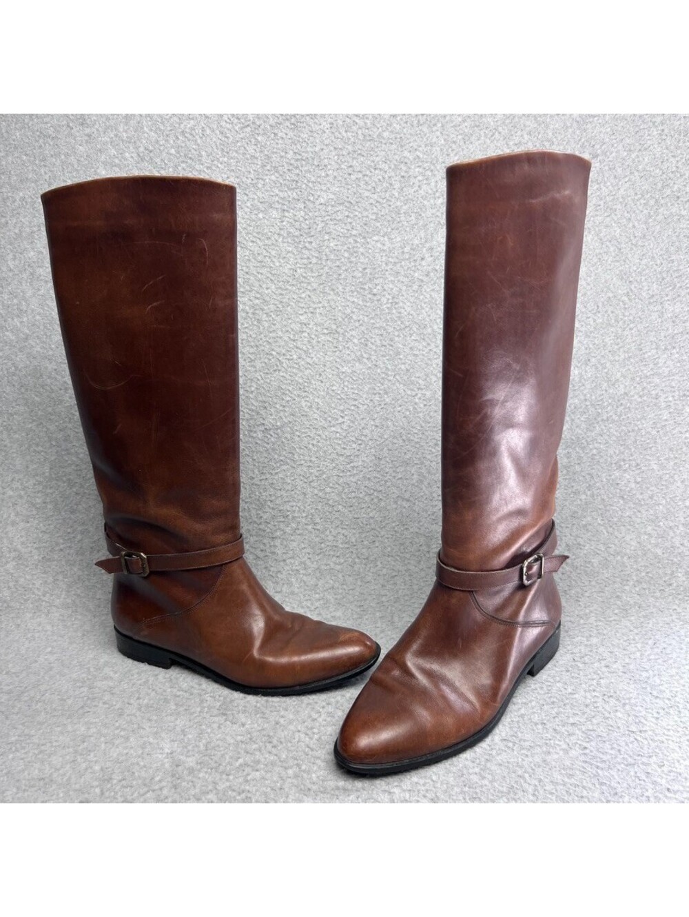 Talbots VTG Brown Leather Riding Boots Tall Knee High 7.5 M Italy Old Money